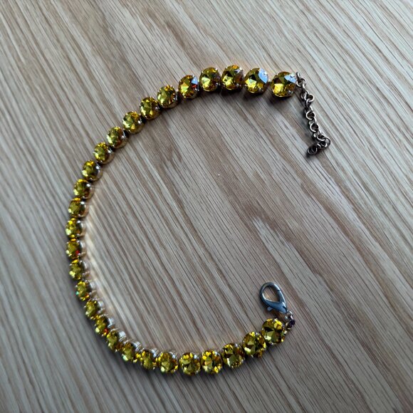 Anna Wintour Style Amber Yellow Round Crystal Statement Collet Necklace - Picture 10 of 11